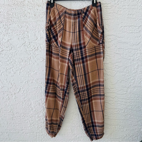 Aerie Plaid Brown Joggers, Size M - Picture 4 of 5